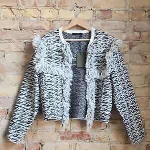 NWT All Saints Wool Blend Ashley Tassel Fringe Jacket Size Medium